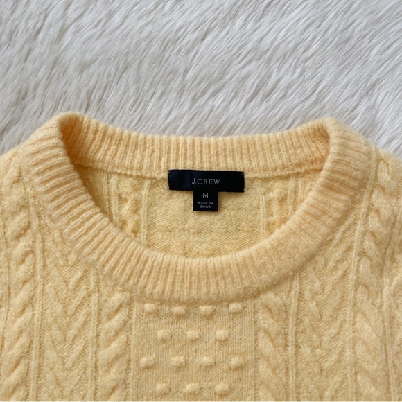 J. Crew Stretch Wool Cable-knit Crewneck Sweater in Yellow - Picture 4 of 7